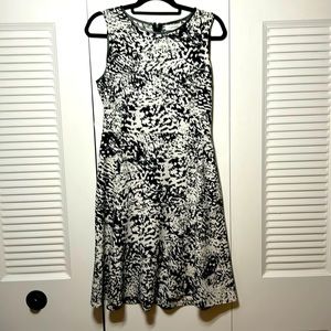Calvin Klein, black and white midi sleeveless dress